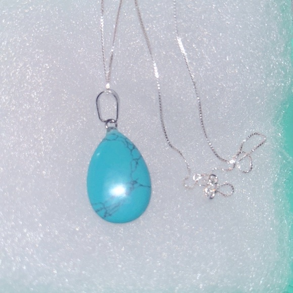 Boho Natural Turquoise Sterling Silver 16” Necklace - Picture 8 of 8